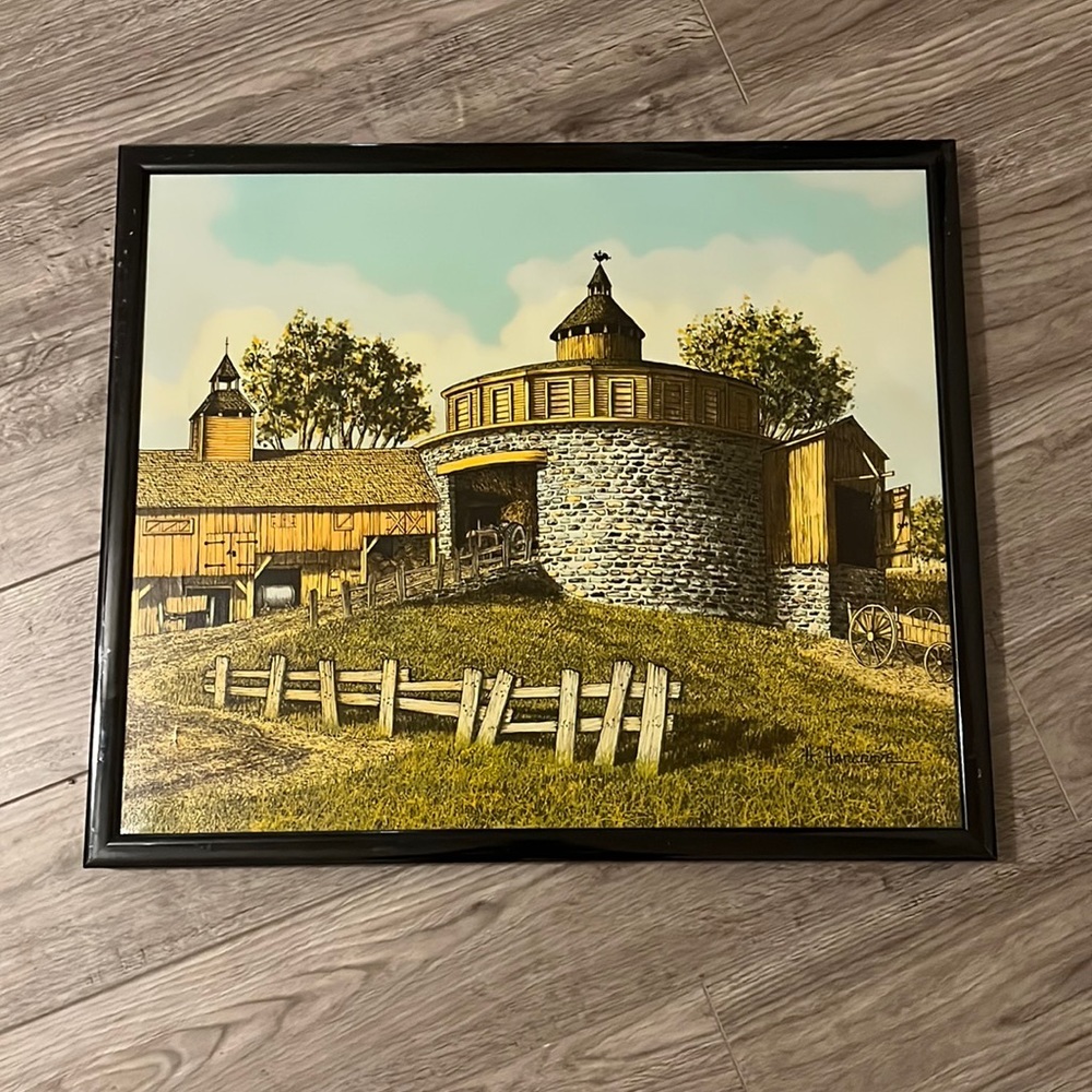 H. Hargrove Oil Canvas Paintings Barn Americana Framed